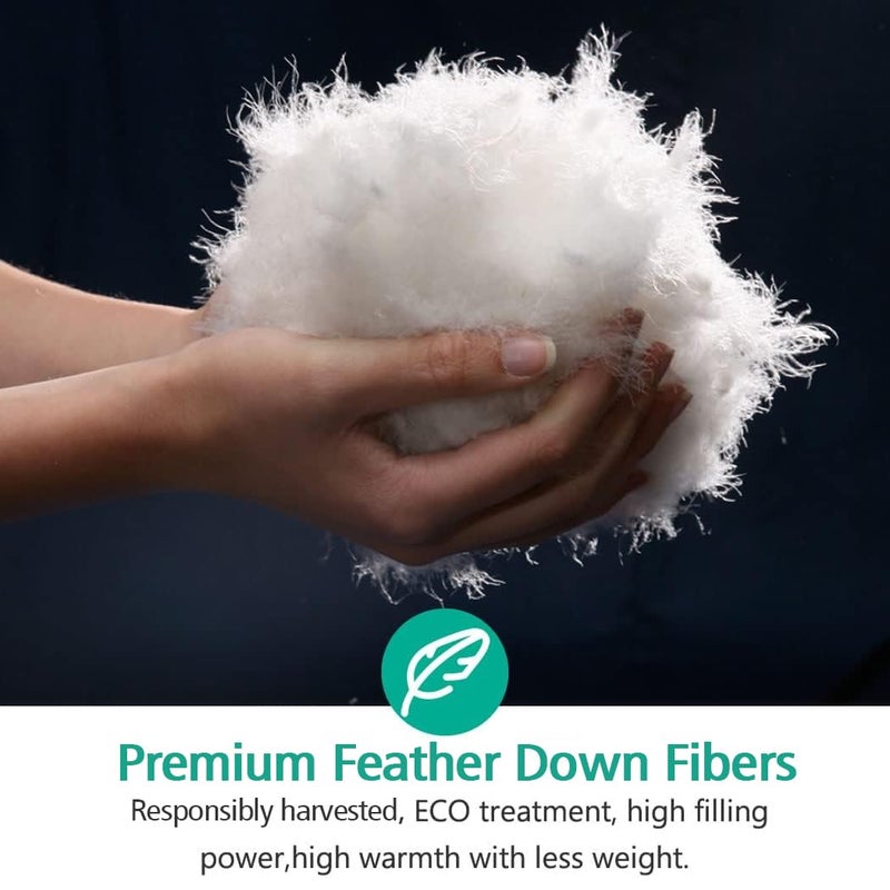 APSMILE Lightweight Down Feather Fibers Comforter Full/Queen Size, Fluffy Duvet Insert for Warm Weather/Hot Sleepers -Ultra Soft 100% Organic Cotton Cover, High FP Summer Duvet (White, 90x90) - Image 5